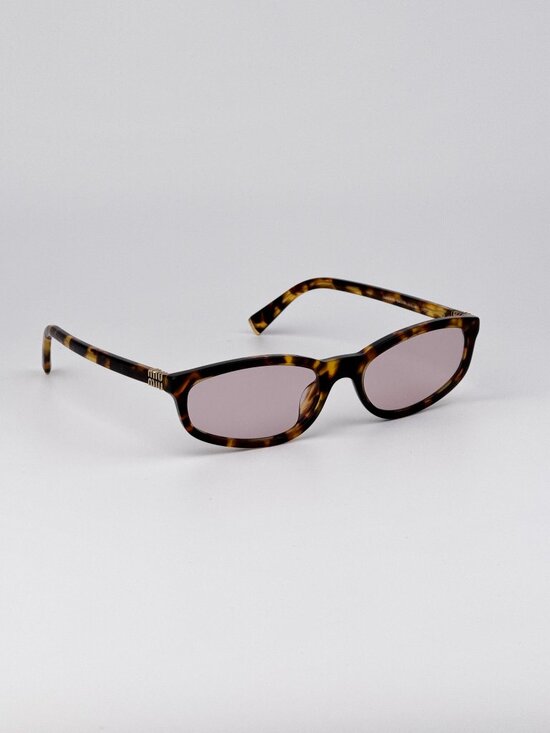 Miu Miu Women’s Sunglasses Honey Havana Pink Rectangle Frames MUA06S 14L4I0 NEW